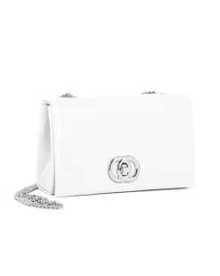 MISS GLOBO - Pochette bianca in vernice con patta e chiusura a girello