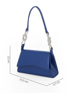 MISS GLOBO - Pochette blu con patta, dettaglio nodi in strass sul manico