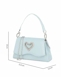 MISS GLOBO - Pochette celeste con patta dettaglio cuore di strass