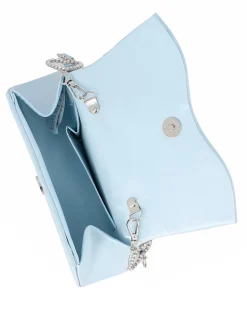 MISS GLOBO - Pochette celeste con patta dettaglio cuore di strass