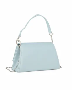 MISS GLOBO - Pochette celeste con patta dettaglio cuore di strass