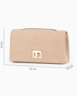 MISS GLOBO - Pochette champagne scamosciata con patta e chiusura a girello