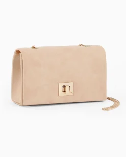 MISS GLOBO - Pochette champagne scamosciata con patta e chiusura a girello