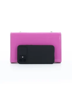 MISS GLOBO-Pochette fuxia in vernice con patta e chiusura a girello