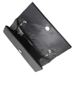 MISS GLOBO - Pochette glitterata nera con filo di strass sulla patta