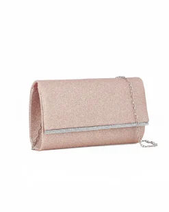 MISS GLOBO - Pochette glitterata rosegold con filo di strass sulla patta