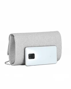 MISS GLOBO - Pochette glitterata argento con filo di strass sulla patta