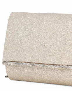 MISS GLOBO - Pochette glitterata oro con filo di strass sulla patta