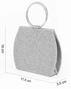 MISS GLOBO - POCHETTE LAMINATA ARGENTO CON STRASS E MANICI TONDI IN METALLO