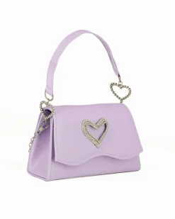 MISS GLOBO - Pochette lilla con patta dettaglio cuore di strass