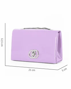 MISS GLOBO - Pochette lilla in vernice con patta e chiusura a girello