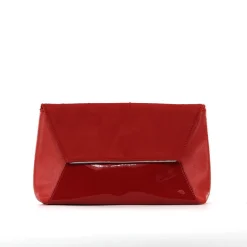 MISS GLOBO- Pochette multimateriale con bordo metallico su patta