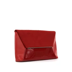 MISS GLOBO- Pochette multimateriale con bordo metallico su patta