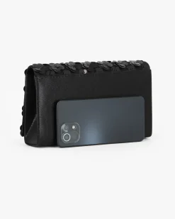MISS GLOBO - Pochette nera con patta e paillettes, tracollina removibile