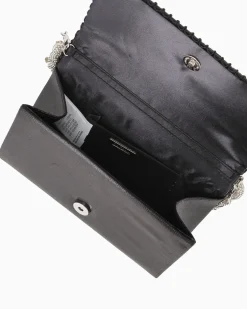 MISS GLOBO - Pochette nera con patta e manico in strass