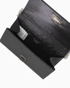 MISS GLOBO - Pochette nera in lurex con manico in strass