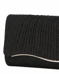 MISS GLOBO - Pochette nera in lurex con patta effetto onde