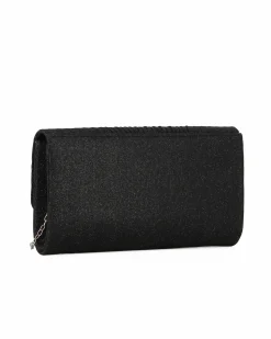 MISS GLOBO - Pochette nera in lurex con patta effetto onde
