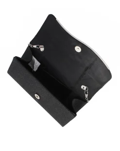 MISS GLOBO - Pochette nera in lurex con patta effetto onde