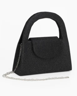 MISS GLOBO - Pochette nera in lurex con due manici e patta