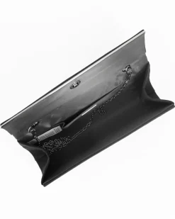 MISS GLOBO - Pochette nera scamosciata e dettaglio argento sulla patta