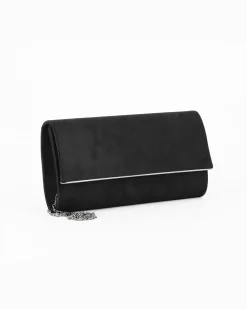 MISS GLOBO - Pochette nera scamosciata e dettaglio argento sulla patta