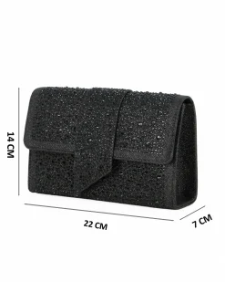 MISS GLOBO - Pochette nera tutta strass con patta