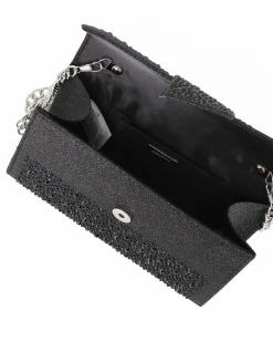 MISS GLOBO - Pochette nera tutta strass con patta
