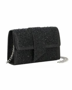 MISS GLOBO - Pochette nera tutta strass con patta