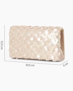 MISS GLOBO - Pochette oro con patta e paillettes, tracollina removibile