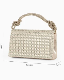 MISS GLOBO - Pochette oro con patta e manico in strass