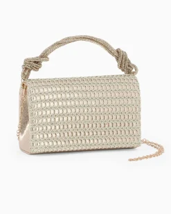 MISS GLOBO - Pochette oro con patta e manico in strass
