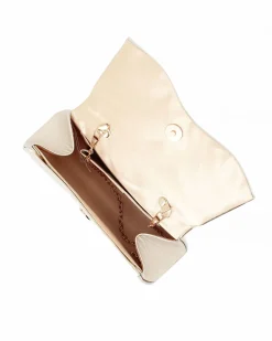 MISS GLOBO - Pochette oro con patta effetto onda e dettaglio cuore in strass
