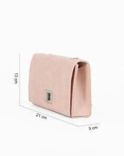 MISS GLOBO - Pochette rosa scamosciata con patta e chiusura a girello