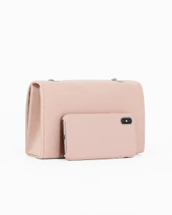 MISS GLOBO - Pochette rosa scamosciata con patta e chiusura a girello