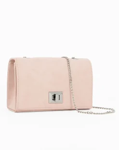 MISS GLOBO - Pochette rosa scamosciata con patta e chiusura a girello