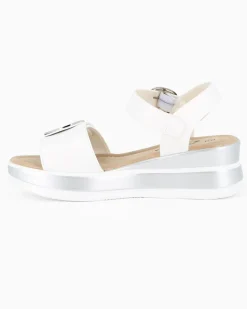 MISS GLOBO - Sandalo bianco platform con sottopiede memory soft e strappo, zeppa 5CM