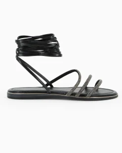 MISS GLOBO - Sandalo canna fucile lace-up con cinturini in strass