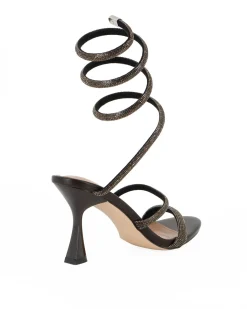 MISS GLOBO - Sandalo gioiello testa moro/bronzo a spirale con strass, tacco 8,5CM
