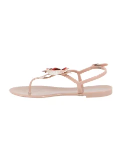 MISS GLOBO - Sandalo infradito nude con fiore e strass