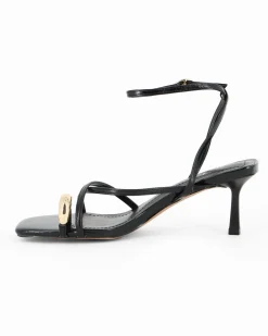 MISS GLOBO - Sandalo infradito nero con sottopiede in memory foam, punta quadrata e dettaglio metallico infra-alluce, tacco 6CM