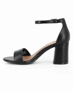 MISS GLOBO - Sandalo nero con sottopiede in VERA PELLE e cinturino alla caviglia, tacco 7CM