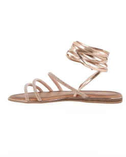 MISS GLOBO - Sandalo rosa/oro lace-up con cinturini in strass