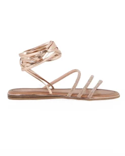 MISS GLOBO - Sandalo rosa/oro lace-up con cinturini in strass
