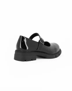 MISS GLOBO - Scarpa nera in vernice con cinturino frontale, tacco 3,5CM