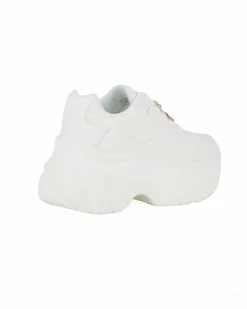 MISS GLOBO - Scarpa sneakers bianca da donna con lacci e cuore in strass