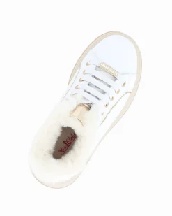 MISS GLOBO - Scarpa sneakers bianca da bambina con lacci e pelliccetta