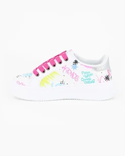 MISS GLOBO - Scarpa sneakers bianca da bambina con lacci fucsia