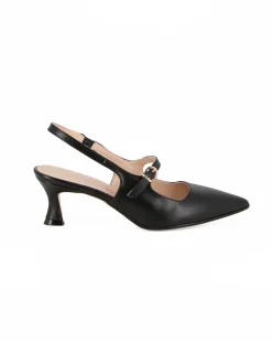 MISS GLOBO - Slingback nera con cinturino superiore, tacco 6CM, MADE IN ITALY