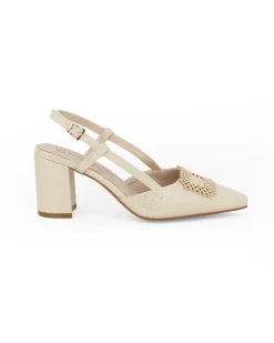 MISS GLOBO - Slingback oro con accessorio sulla punta tacco 7cm con memory foam